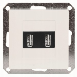 Gniazdo USB ścienne - Moduł Biały