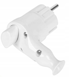 Wtyczka kątowa Uni-Schucko z wypychaczem 16A/250V - Biała