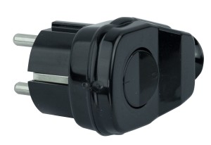 Wtyczka kątowa Uni-Schucko z wyłącznikiem 16A/250V - Czarna