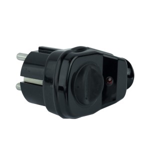 Wtyczka kątowa Uni-Schucko z wyłącznikiem i poświetleniem16A/250V - Czarna