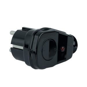 Wtyczka kątowa Uni-Schucko z wyłącznikiem i poświetleniem IP-44, 16A/250V - Biała
