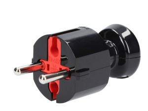 Wtyczka Uni-Schucko 16A/250V, Kat.II - Czarna